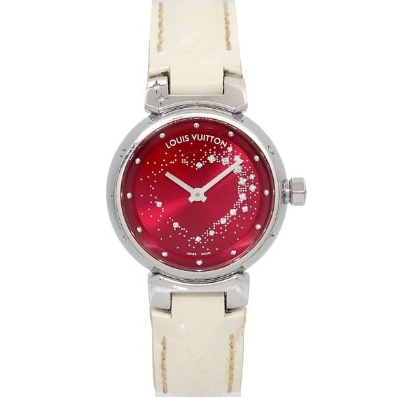 LOUIS VUITTON Tambour Attraction heart Diamond Q12M2 Red Dial Ladies 90267917 - Picture 1 of 7
